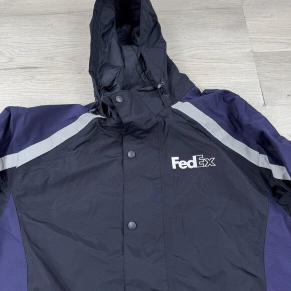 FedEx Jacket Mens XL Hooded Full Zip Rain Reflective ImageWear Stan Her… - Picture 5 of 8